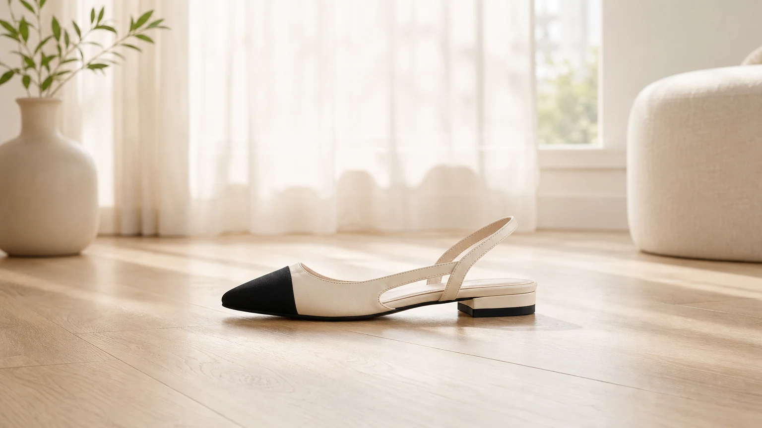 Ballerine casual con punta chiusa a blocchi di colore, adatte per il lavoro e il tempo libero