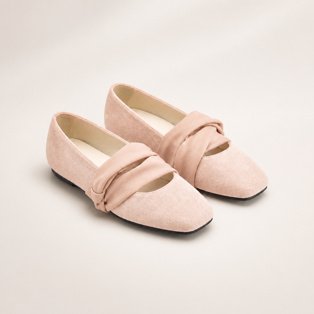Chaussures Mary Jane roses à bout carré
