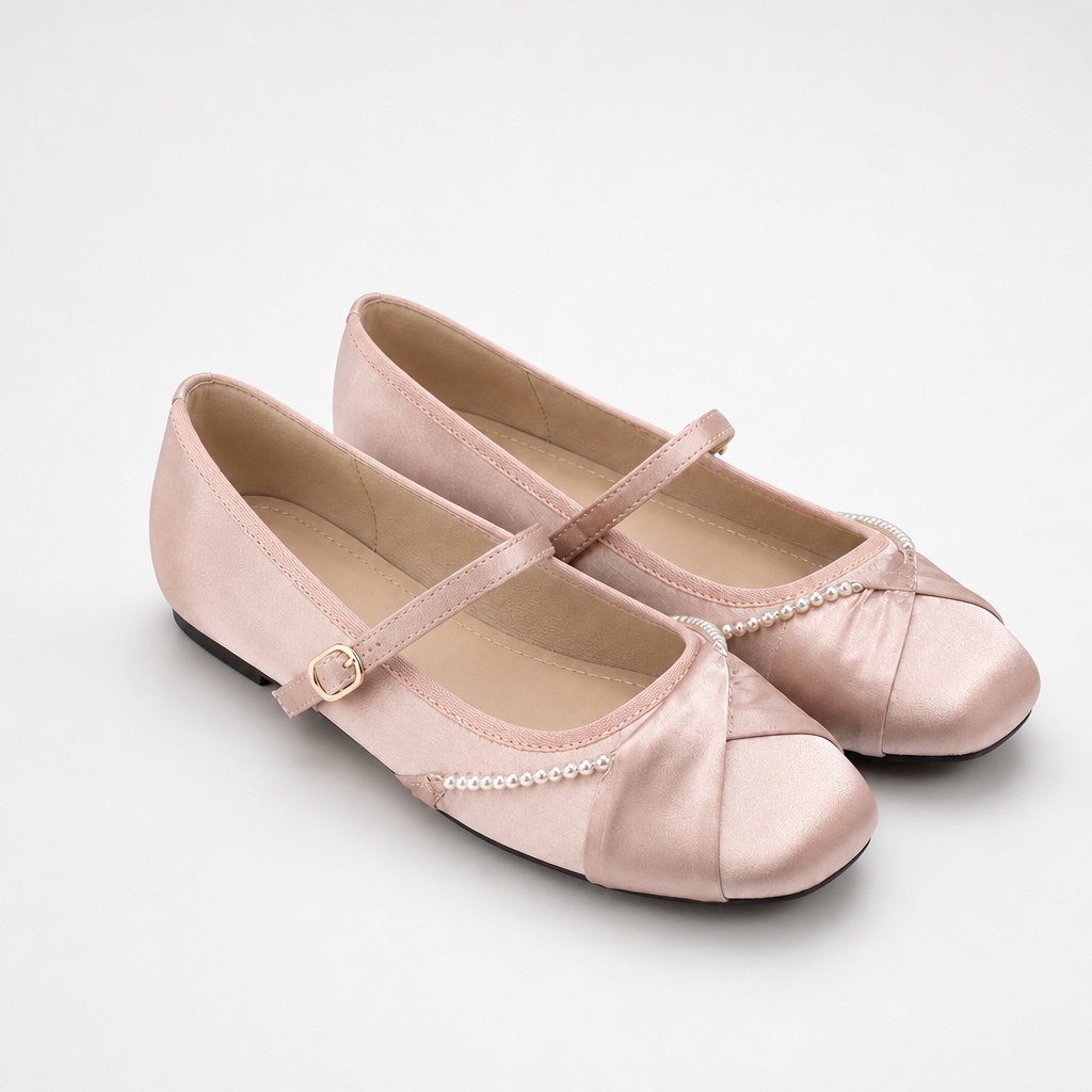 Chaussures plates Mary Jane roses
