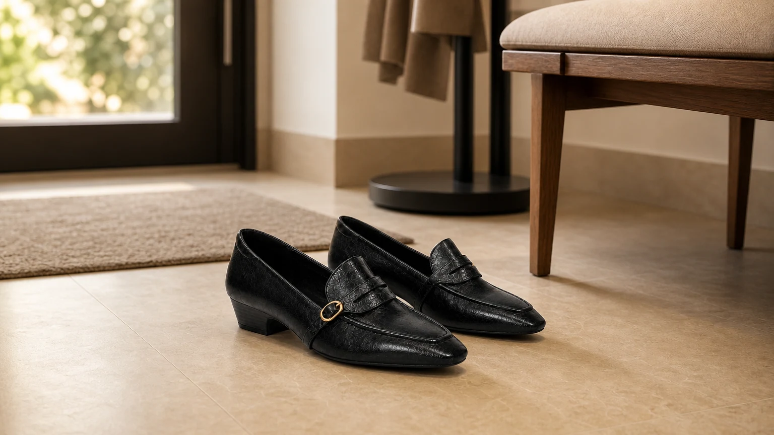 Raffinati mocassini slip-on con tacco basso in stile stile di vita orizzontale