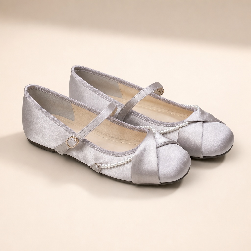 Chaussures plates Mary Jane argentées