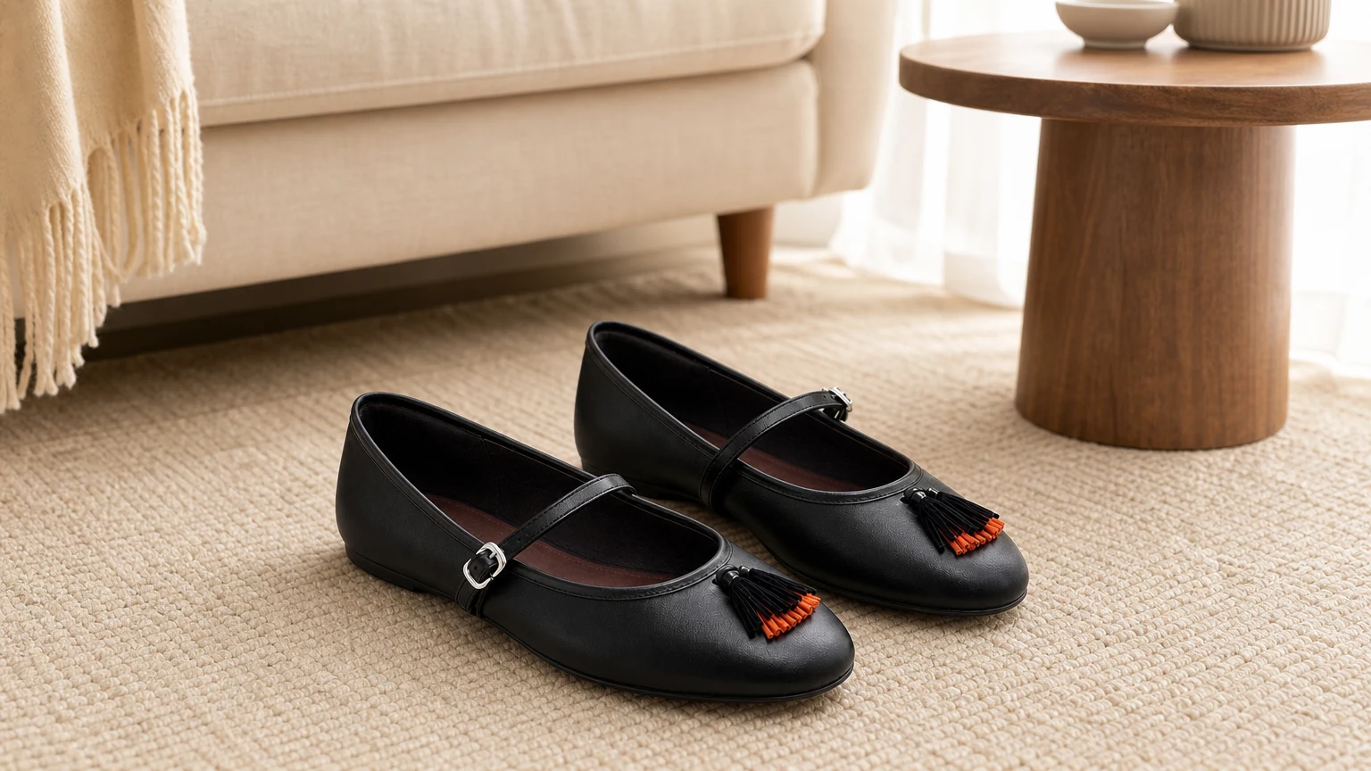 Flache Mary-Jane-Schuhe mit weicher Textur im Lifestyle-Stil